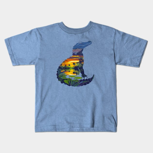 Everglades Alligator Kids T-Shirt by Wintrly